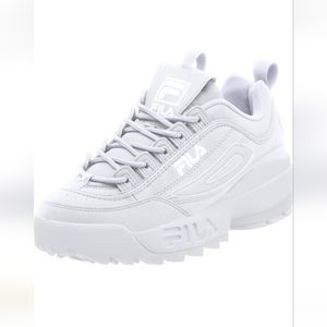 All White FILA Disruptors II - Women's